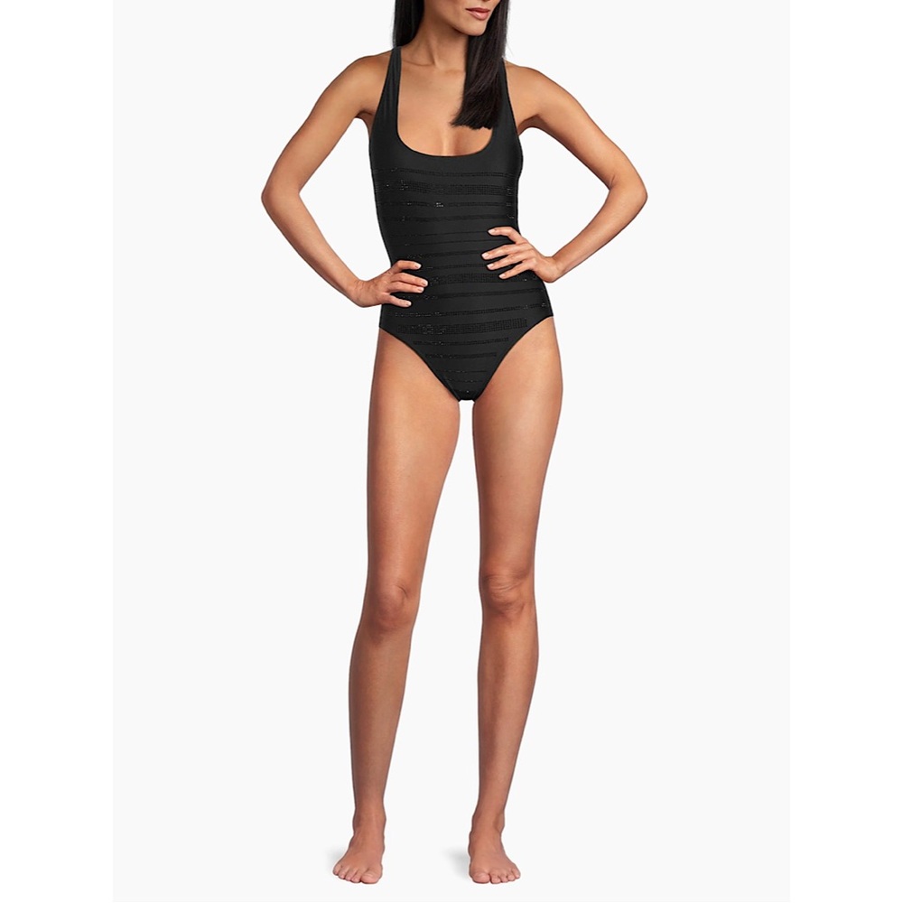 Kobi Halperin Stevie One-Piece Swimsuit Black Rhinestones MEDIUM